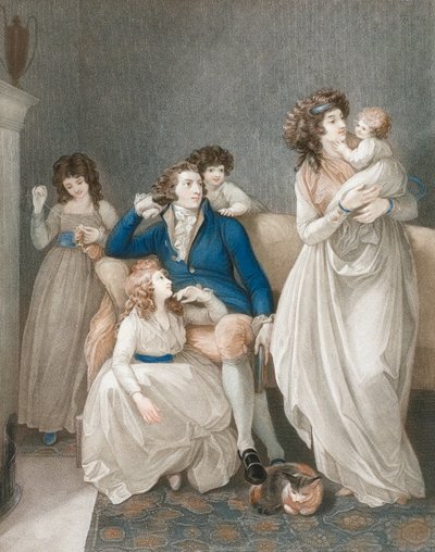 Scena di famiglia benestante tra la fine del XVIII e l