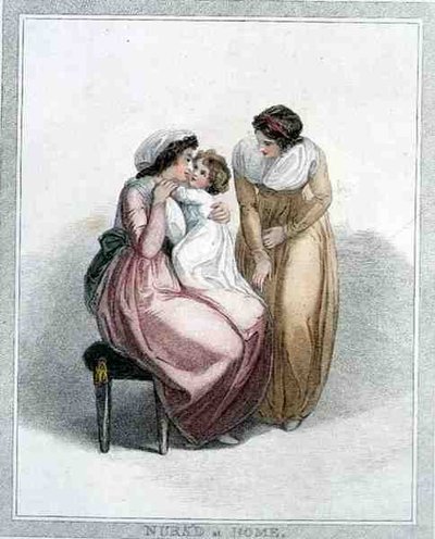 Allattato a Casa, inciso da Joseph Strutt, pub. da L. Jeffreys da Thomas (after) Stothard