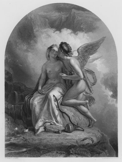 Cupido e Psiche, dal quadro nella Collezione Reale da Thomas (after) Uwins