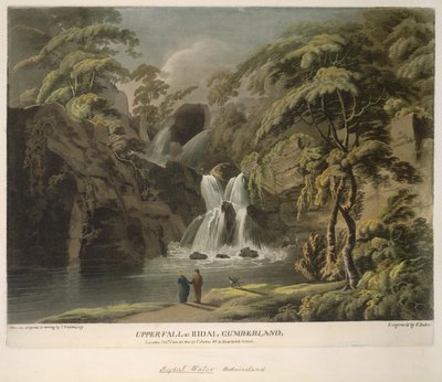 Cascata Superiore a Ridal, Cumberland, inciso da F. Jukes da Thomas (after) Walmsley