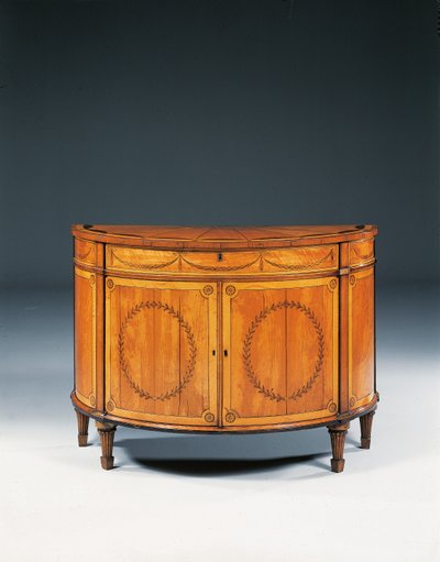 Comò a mezza luna in marqueterie di Giorgio III, c.1760-79 da Thomas (attr.to) Chippendale