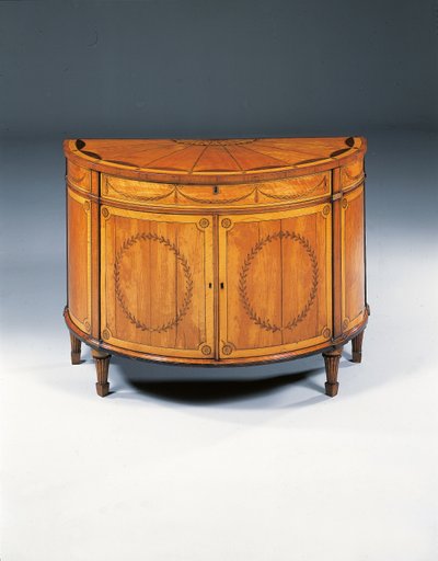 Comò semicircolare in marqueterie di Giorgio III, c.1760-79 da Thomas (attr.to) Chippendale