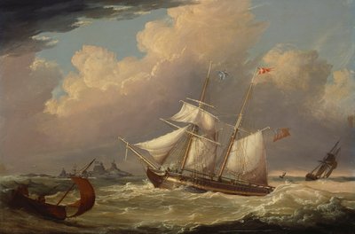 Il brigantino inglese "The Guide" entra nel fiume Elba in Germania, 1828 da Thomas A. Binks