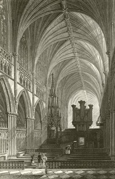 Interno della Cattedrale di Exeter da Thomas Allom