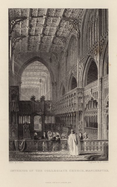 Interno della Chiesa Collegiata di Manchester da Thomas Allom