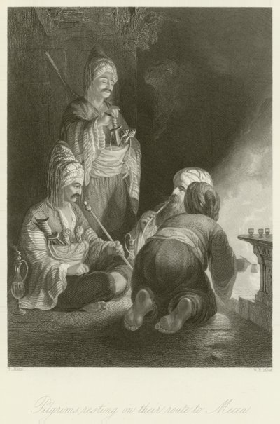 Pellegrini che riposano sulla strada per La Mecca da Thomas Allom