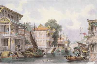 Scena sul Canale Horan vicino a Canton, c.1850 da Thomas Allom