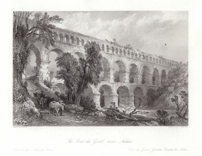 Il Pont du Gard, vicino a Nîmes da Thomas Allom