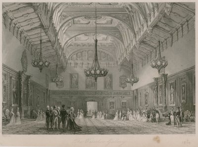 La Galleria di Waterloo, Buckingham Palace. Pubblicato 1840 da Thomas Allom