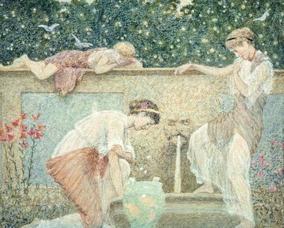 La fontana. Uno dei tre schizzi per la decorazione di Bank Hall, vicino a Chapel-on-le-Frith, Derbyshire da Thomas Armstrong