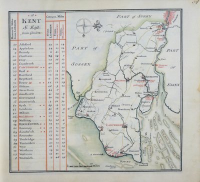 Kent, tavola 39r, da A Compleat Sett of Mapps of England and Wales in General..., 1724 da Thomas Badeslade