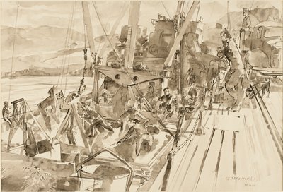Scarico del carbone, Hvitanes (inchiostro su carta) da Thomas Barclay Hennell