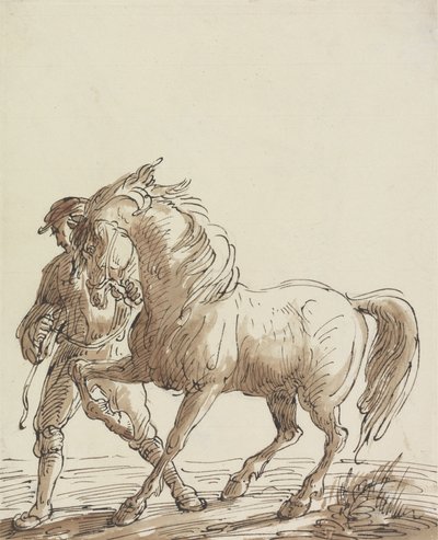 Uomo che conduce un cavallo da Thomas Barker
