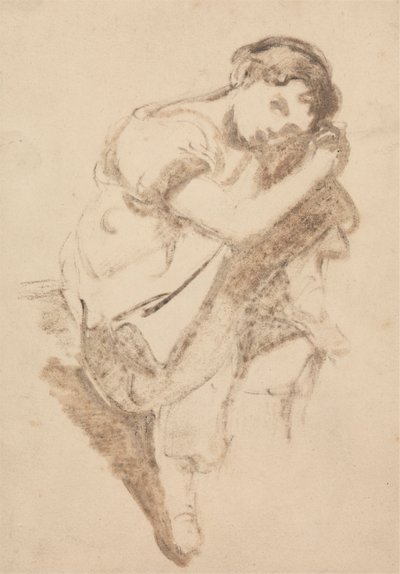 Studio di una giovane ragazza che riposa la testa sul ginocchio da Thomas Barker