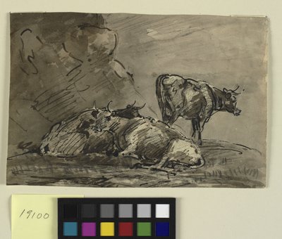 Tre mucche su una scogliera da Thomas Barker