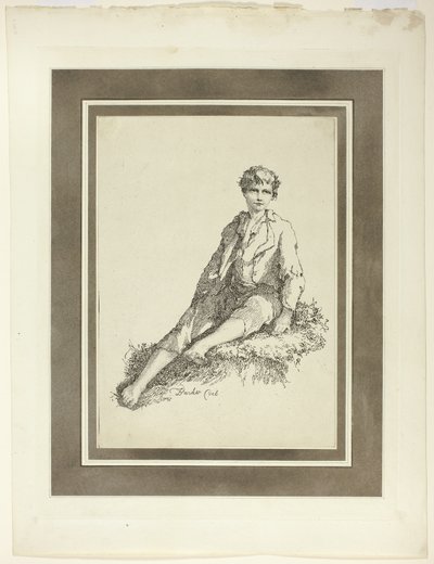 Ragazzo giovane seduto, dal primo numero di Specimens of Polyautography da Thomas Barker