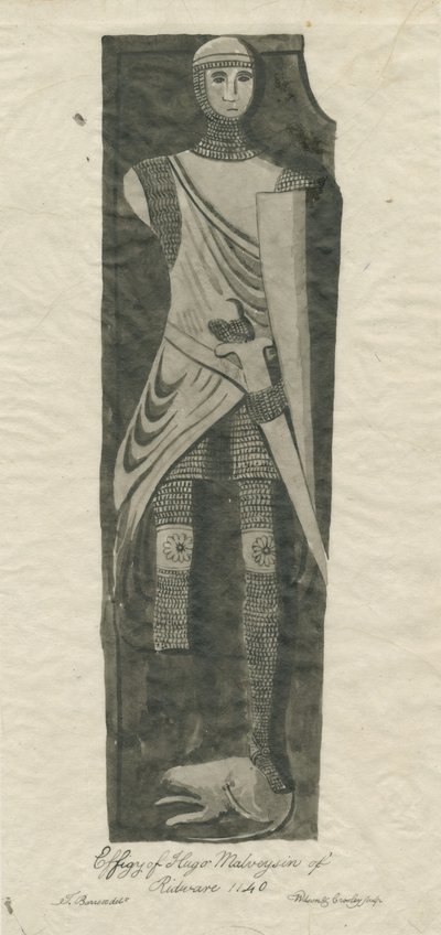 Mavesyn Ridware - Tomba di Hugo Mavesyn: tracciato a seppia e inchiostro, nd [?fine XVIII sec.] da Thomas Barrett