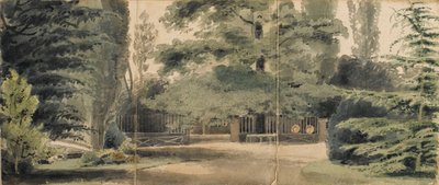 Sentieri e una recinzione sotto gli alberi nei giardini di Merton da Thomas Baxter