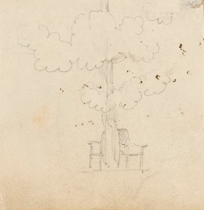Studio di un albero con due sedie ai lati del tronco da Thomas Baxter