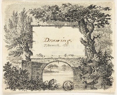 Vignetta con alberi e ponte da Thomas Bewick