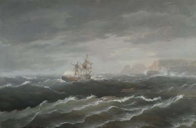 Naufragio vicino a una costa rocciosa da Thomas Birch