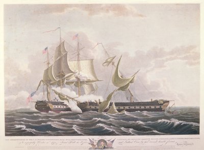 La battaglia tra la USS Constitution e la HMS Guerriere da Thomas Birch