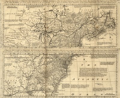 Mappa degli insediamenti britannici e francesi in Nord America LOC 2003623385 da Thomas Bowen