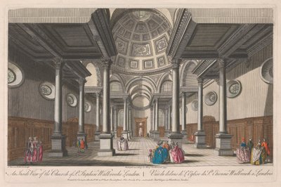 Vista interna della Chiesa di San Stefano, Walbrooke, Londra da Thomas Bowles