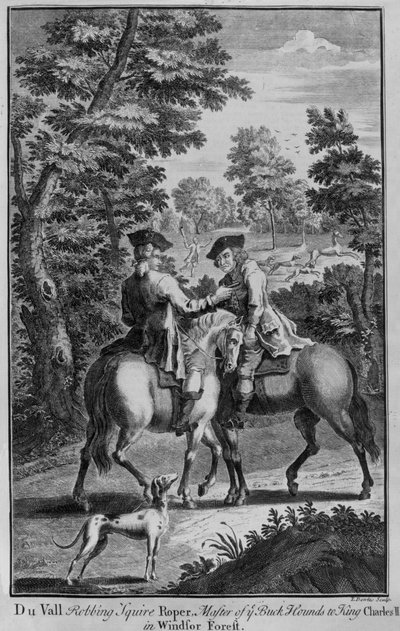Claude Duval deruba Squire Roper, Maestro dei Buckhounds di Re Carlo II, nella Foresta di Windsor da Thomas Bowles