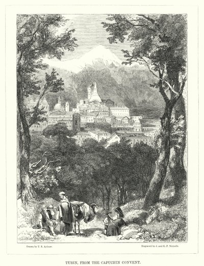 Torino, dal Convento dei Cappuccini (incisione) da Thomas Brabazon Aylmer