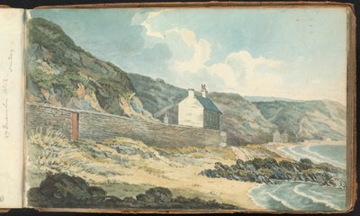 Album di disegni di paesaggi e figure: Case su una costa rocciosa da Thomas Bradshaw