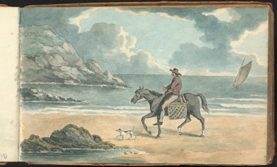 Album di studi di paesaggi e figure: uomo a cavallo sulla spiaggia da Thomas Bradshaw