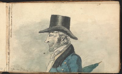 Album di studi di paesaggi e figure: Profilo di un uomo con ombrello da Thomas Bradshaw