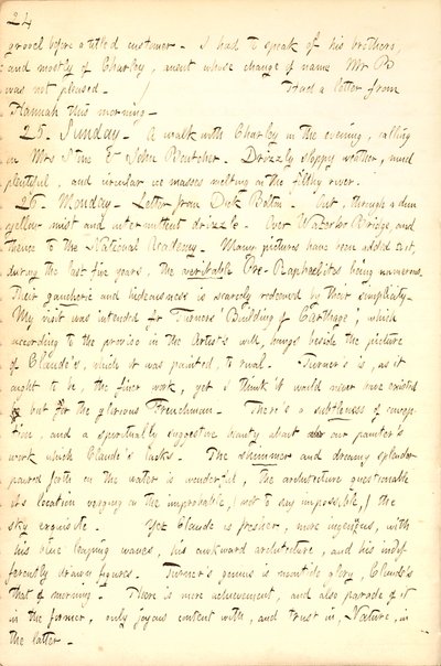 Descrive una visita alla National Academy [Gallery] di Londra. Trascrizione da Thomas Butler Gunn