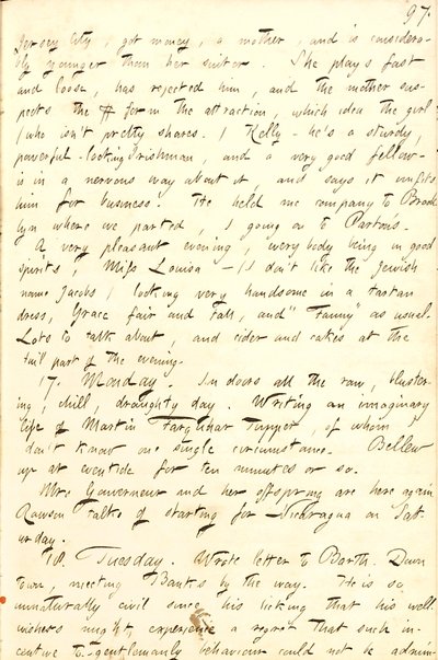 Diari di Thomas Butler Gunn - Volume 8, pagina 104, 16-18 novembre 1856 da Thomas Butler Gunn