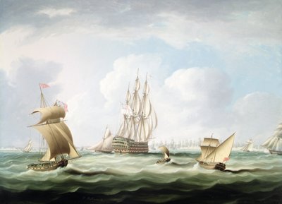 Una prima classe con un vice-ammiraglio della flotta bianca e altre imbarcazioni nella baia di Cadice da Thomas Buttersworth
