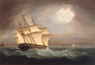 Una fregata britannica insegue un cutter francese da Thomas Buttersworth