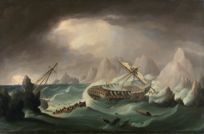 Naufragio su una costa rocciosa da Thomas Buttersworth