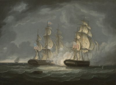 Azione di corsa tra la fregata U.S. President e H.M.S. Endymion da Thomas Butterworth