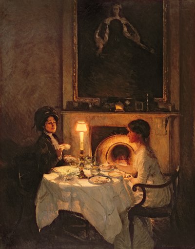 Un visitatore, luce di candela e tè da Thomas Cantrell Dugdale