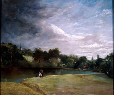 Ragazzi che pescano in un serbatoio vicino a Hampstead da Thomas Christopher Hofland