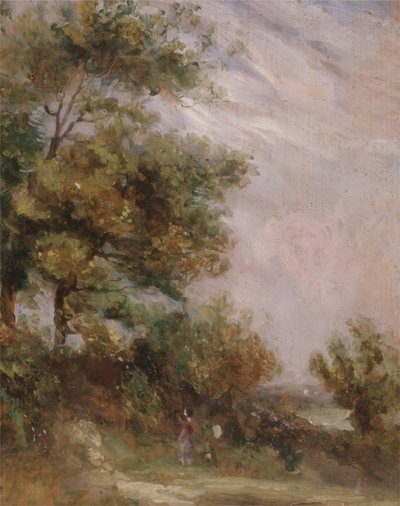 Paesaggio con alberi e figure (recto) da Thomas Churchyard