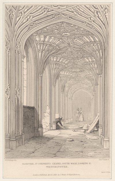 Chiostro, Cappella di St. Stephen, passeggiata sud, vista verso est, Westminster da Thomas Clark