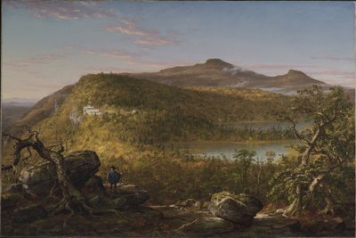 Veduta dei due laghi e della Mountain House, Monti Catskill, mattino da Thomas Cole