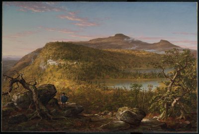 Una vista dei due laghi e della Mountain House, Catskill Mountains, mattina da Thomas Cole
