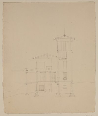 Disegno della villa proposta a Catskill, c.1801-48 da Thomas Cole