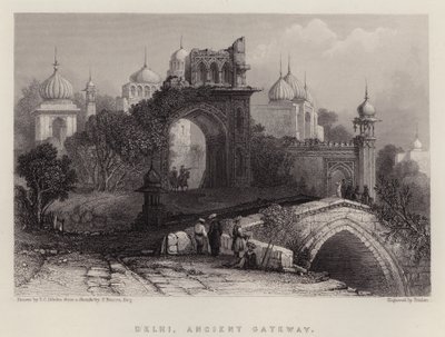 Delhi, Antico Portale (litografia a colori) da Thomas Colman (after) Dibdin