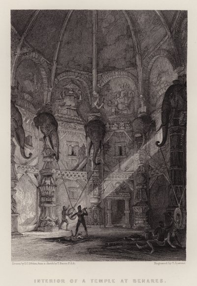 Interno di un Tempio a Benares (litografia a colori) da Thomas Colman (after) Dibdin
