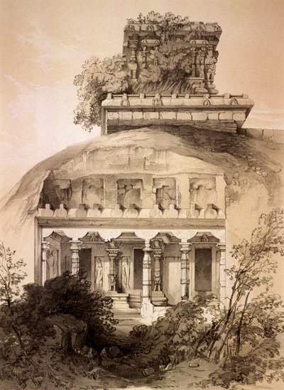 Grotta con Vimana strutturale, Mahavellipore da Thomas Colman Dibdin
