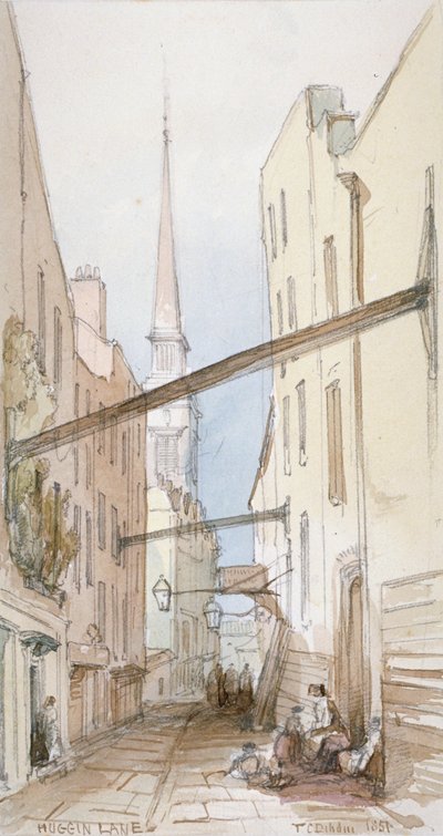 Huggin Lane, Città di Londra, 1851 da Thomas Colman Dibdin